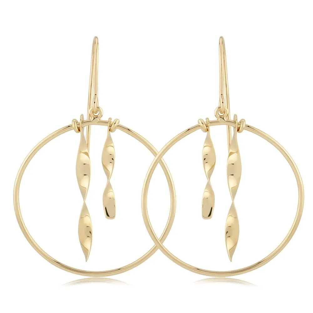 14k Framed Dangle Twist Earrings