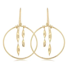 14k Framed Dangle Twist Earrings