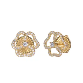 3 Petal Flower Stud Earrings Gold Vermeil