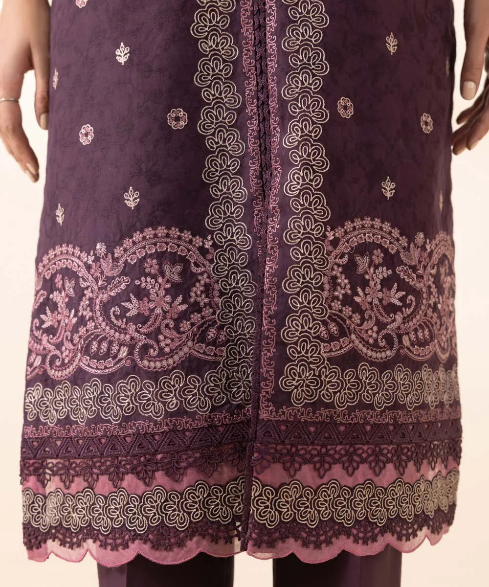 3 Piece - Embroidered Cotton Jacquard Suit