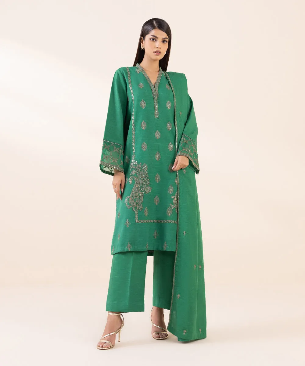 3 Piece - Embroidered Light Khaddar Suit