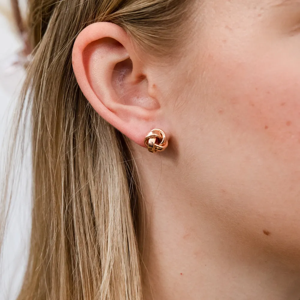 9ct Rose Gold 10mm Knot Stud Earrings