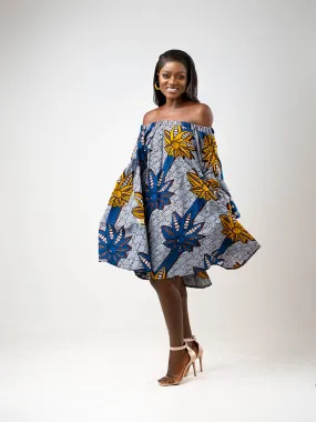 African Print Shaka loose fit off shoulder dress