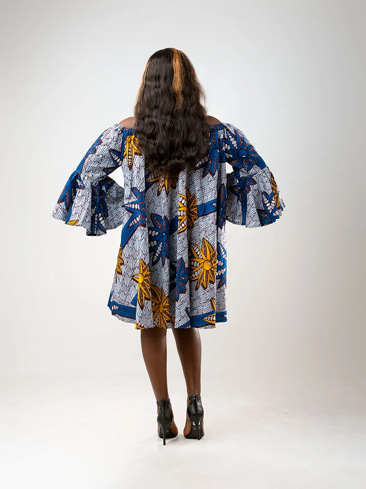 African Print Shaka loose fit off shoulder dress