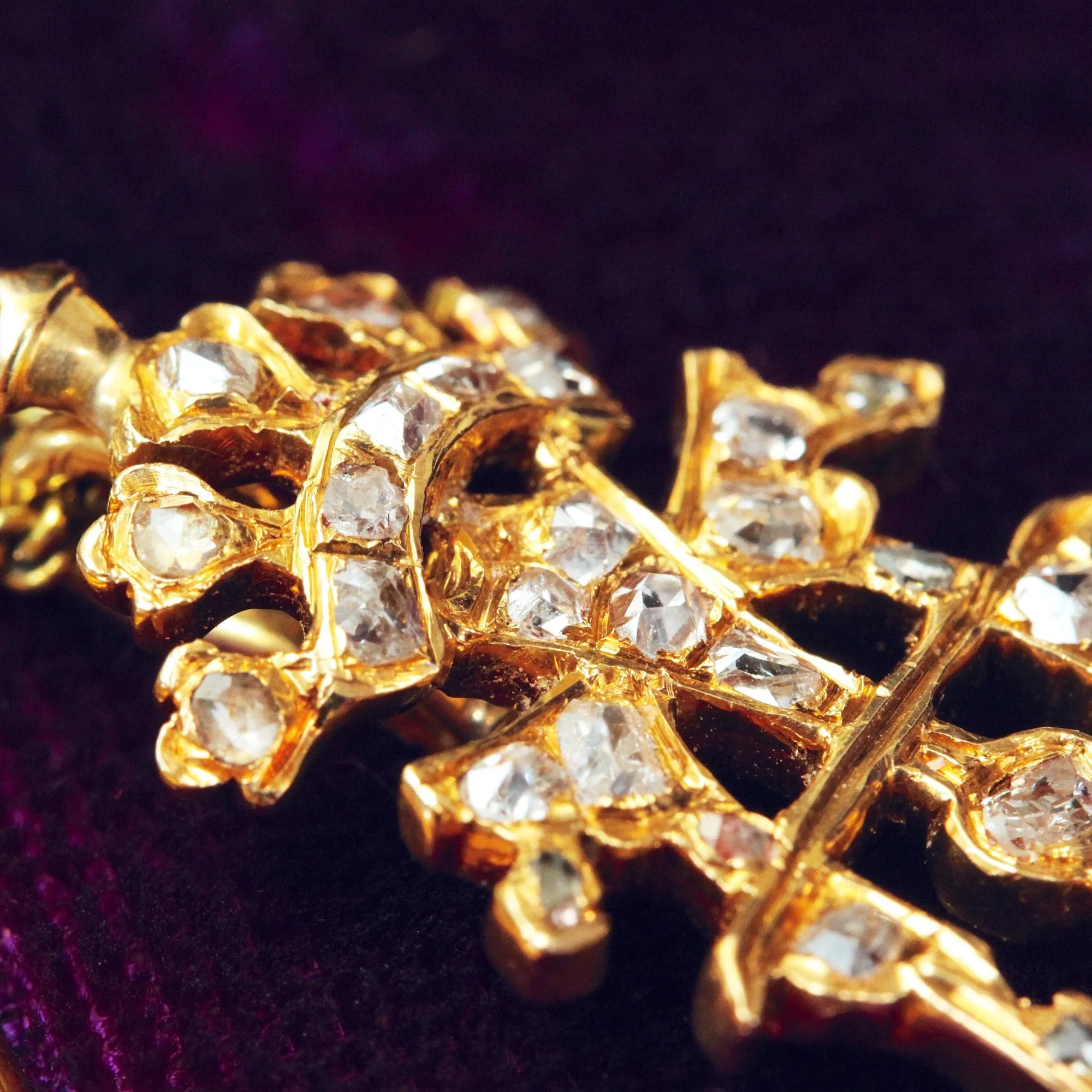 An Antique Diamond Initial 'A' Pendant with Cross & Coronet