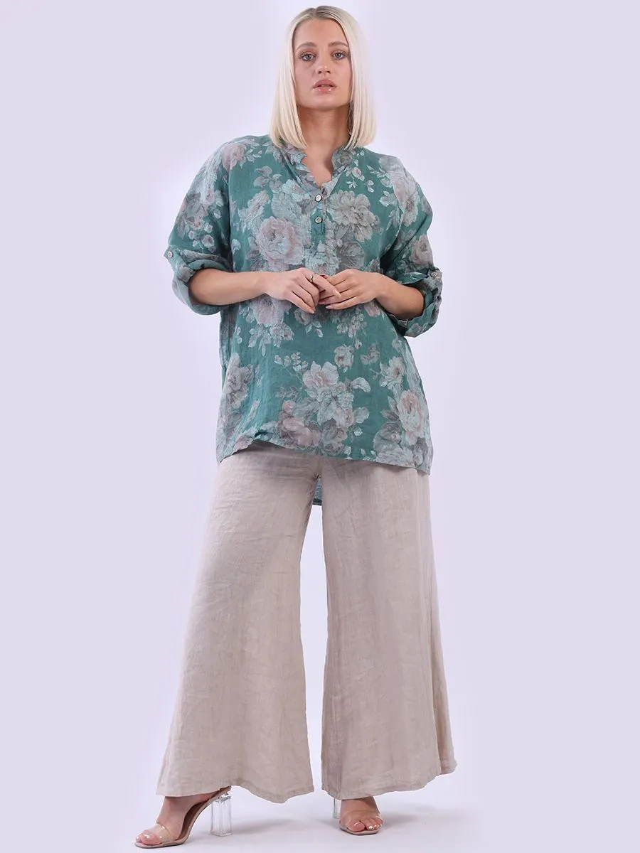 Anne   Kate Italian Adige Floral Linen Top