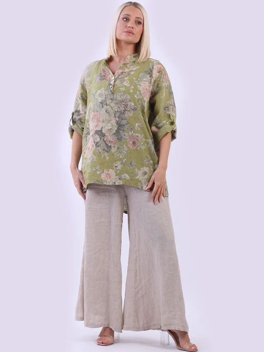 Anne   Kate Italian Adige Floral Linen Top