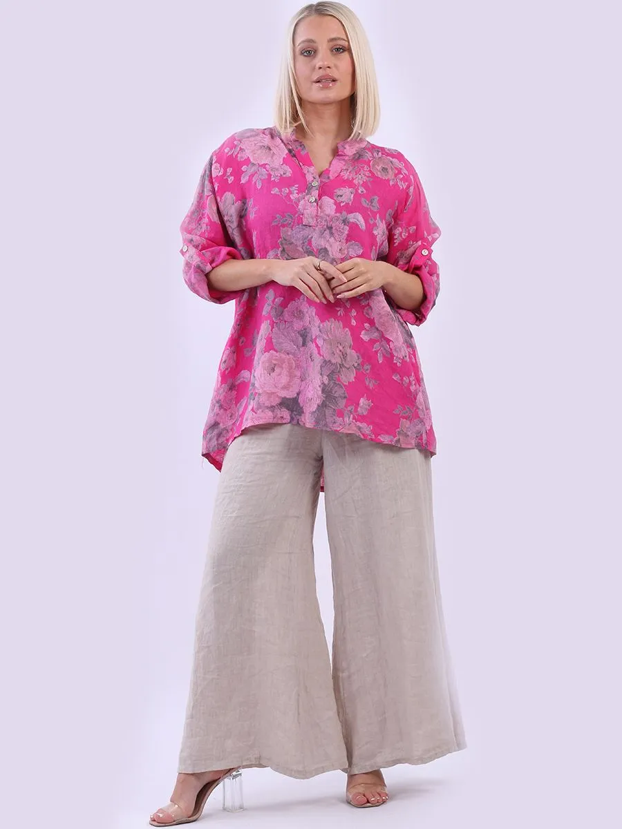 Anne   Kate Italian Adige Floral Linen Top