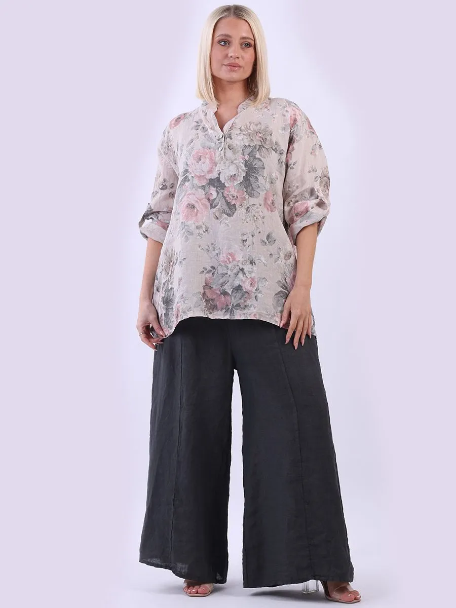 Anne   Kate Italian Adige Floral Linen Top