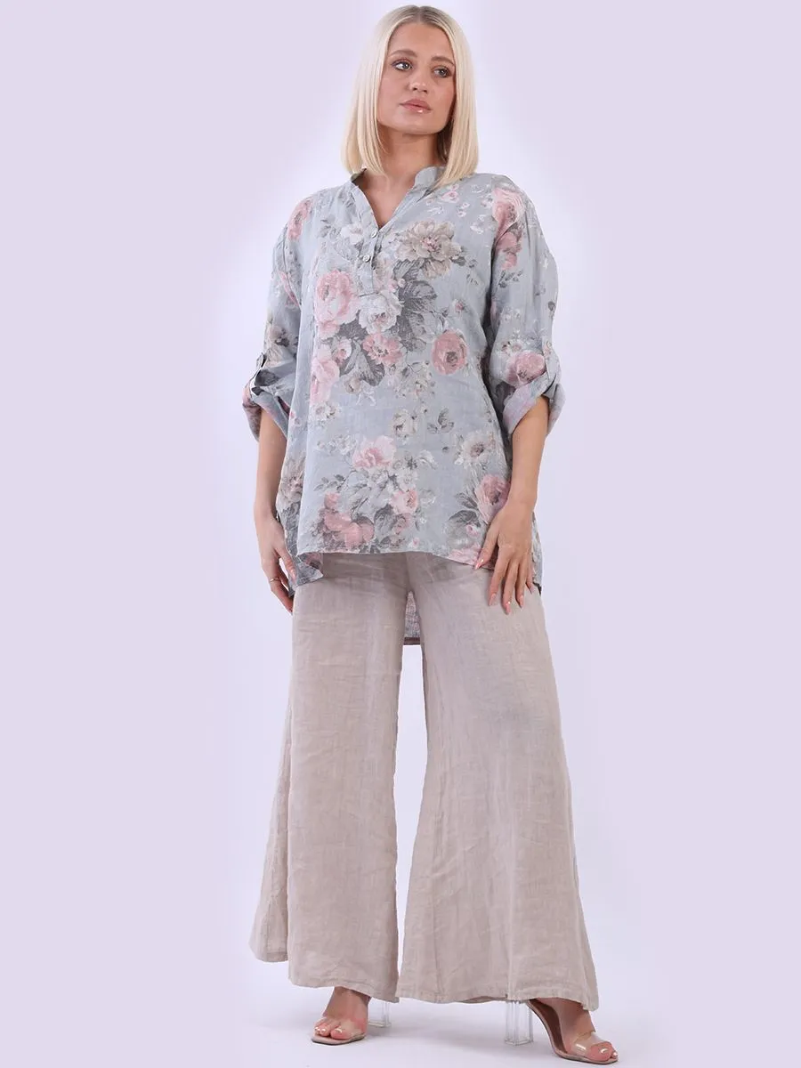 Anne   Kate Italian Adige Floral Linen Top