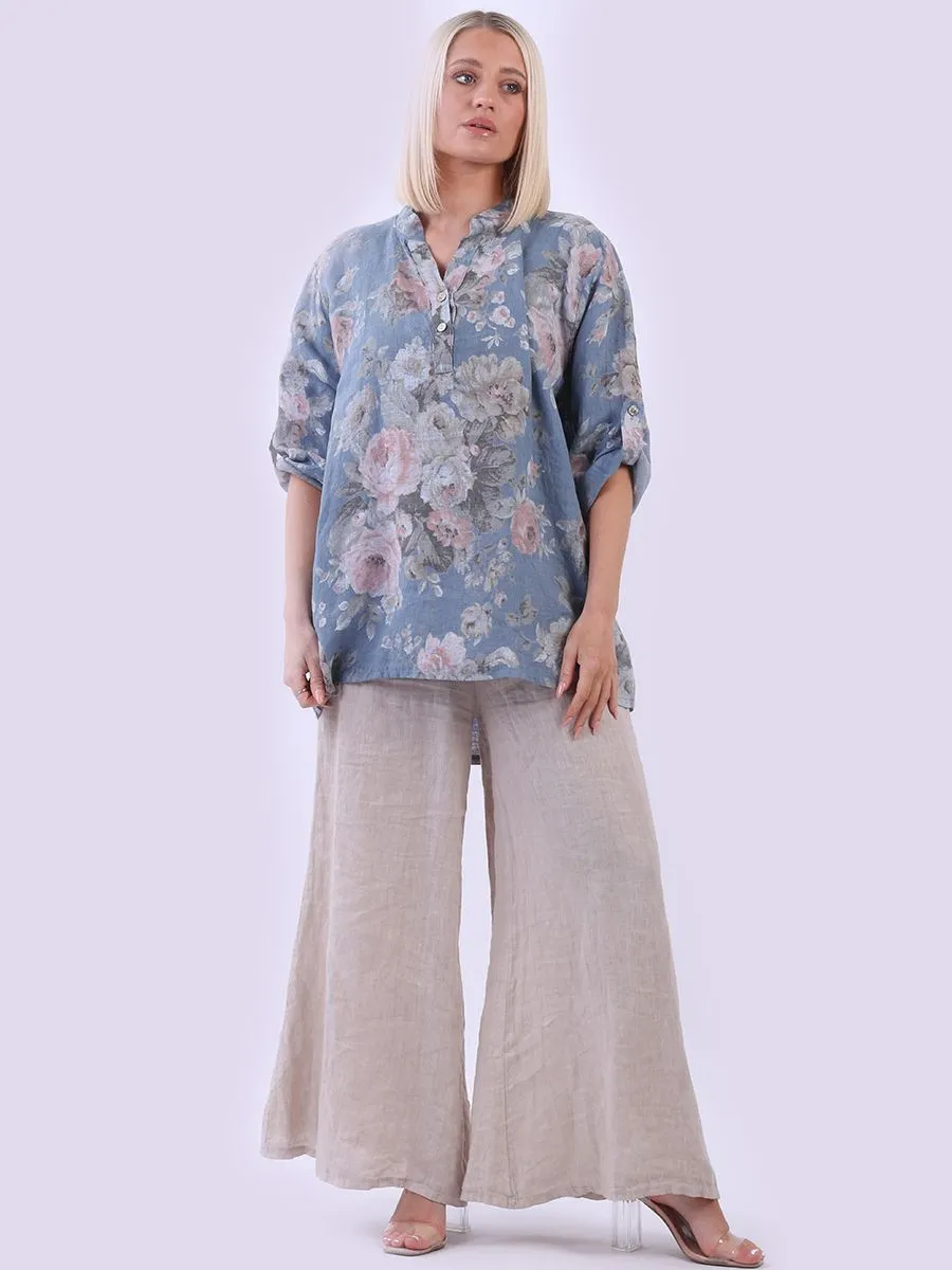 Anne   Kate Italian Adige Floral Linen Top