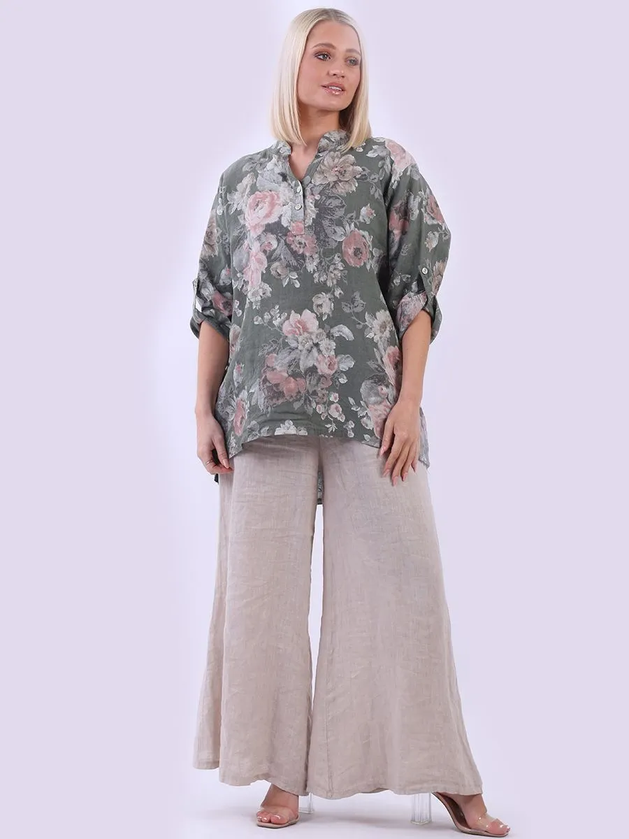 Anne   Kate Italian Adige Floral Linen Top