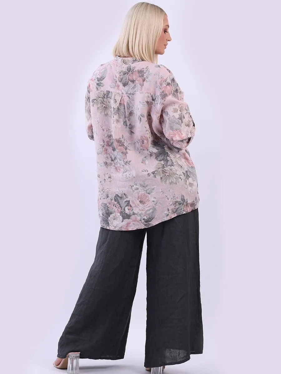 Anne   Kate Italian Adige Floral Linen Top