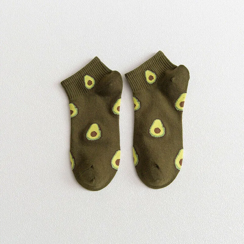 Avocado Patterned Short Ankle Socks (Adult Medium - Women's Shoe Sizes 5-10)