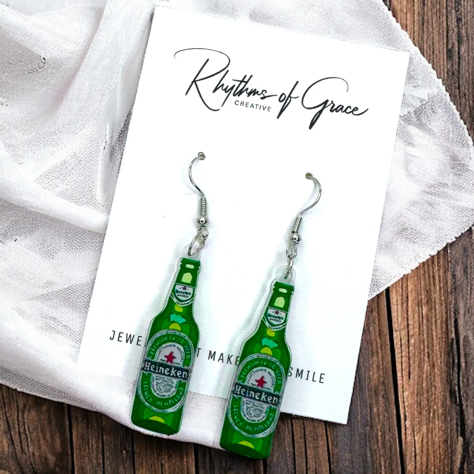 Beer Earrings - Handmade Earrings, Happy Hour, Beer Accessories, Beer Koozie, Beer Bottle, Beer Jewelry, Handmade Earrings, Drink Earrings