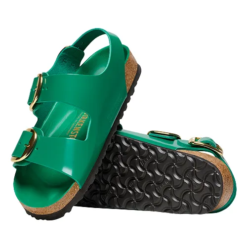 Birkenstock Ladies Patent Back Strap Sandals - Milano Big Buckle - Green