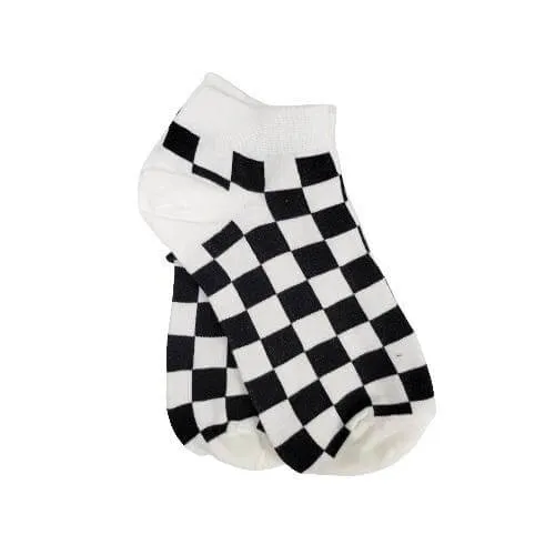 Black and White Checkered Ankle Socks