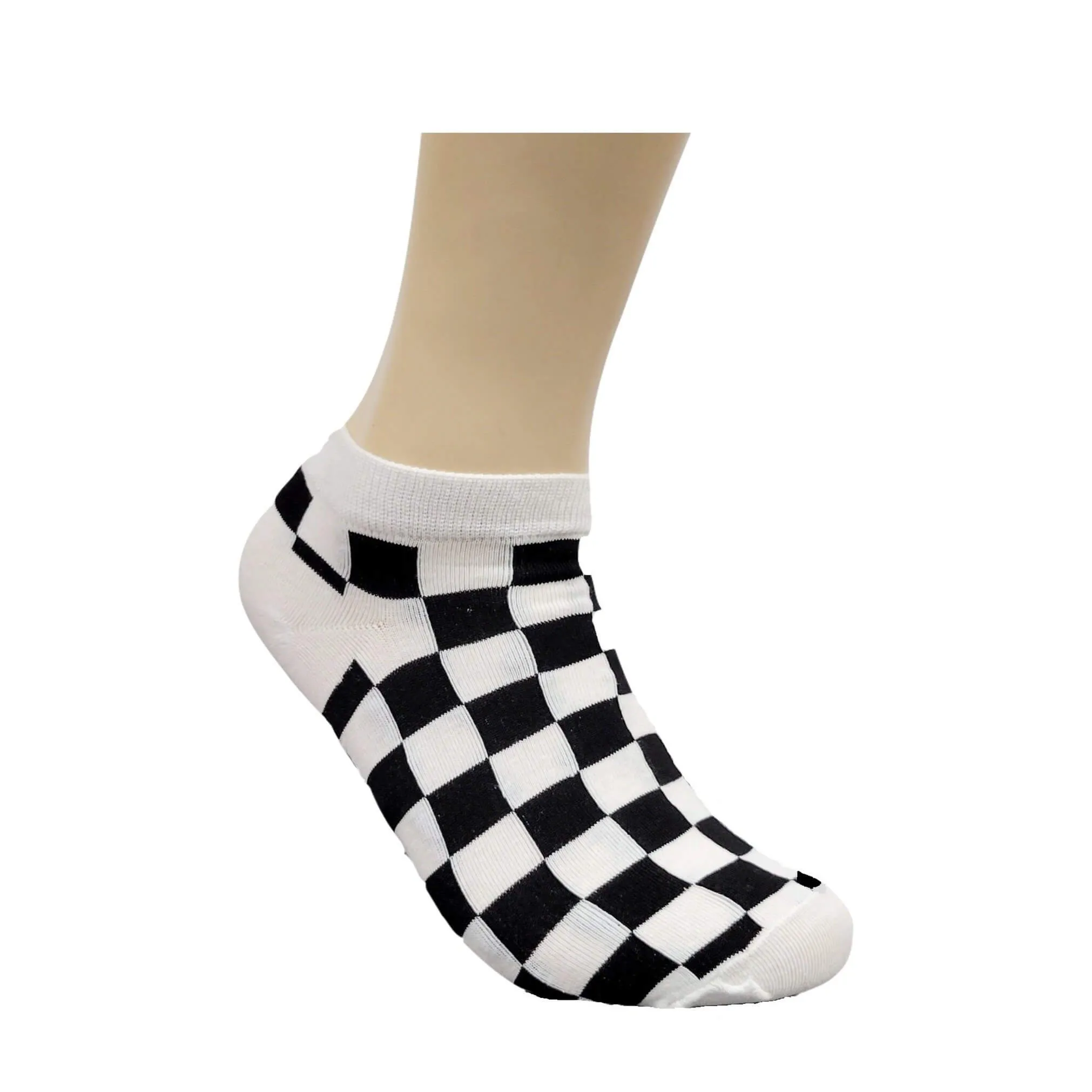 Black and White Checkered Ankle Socks