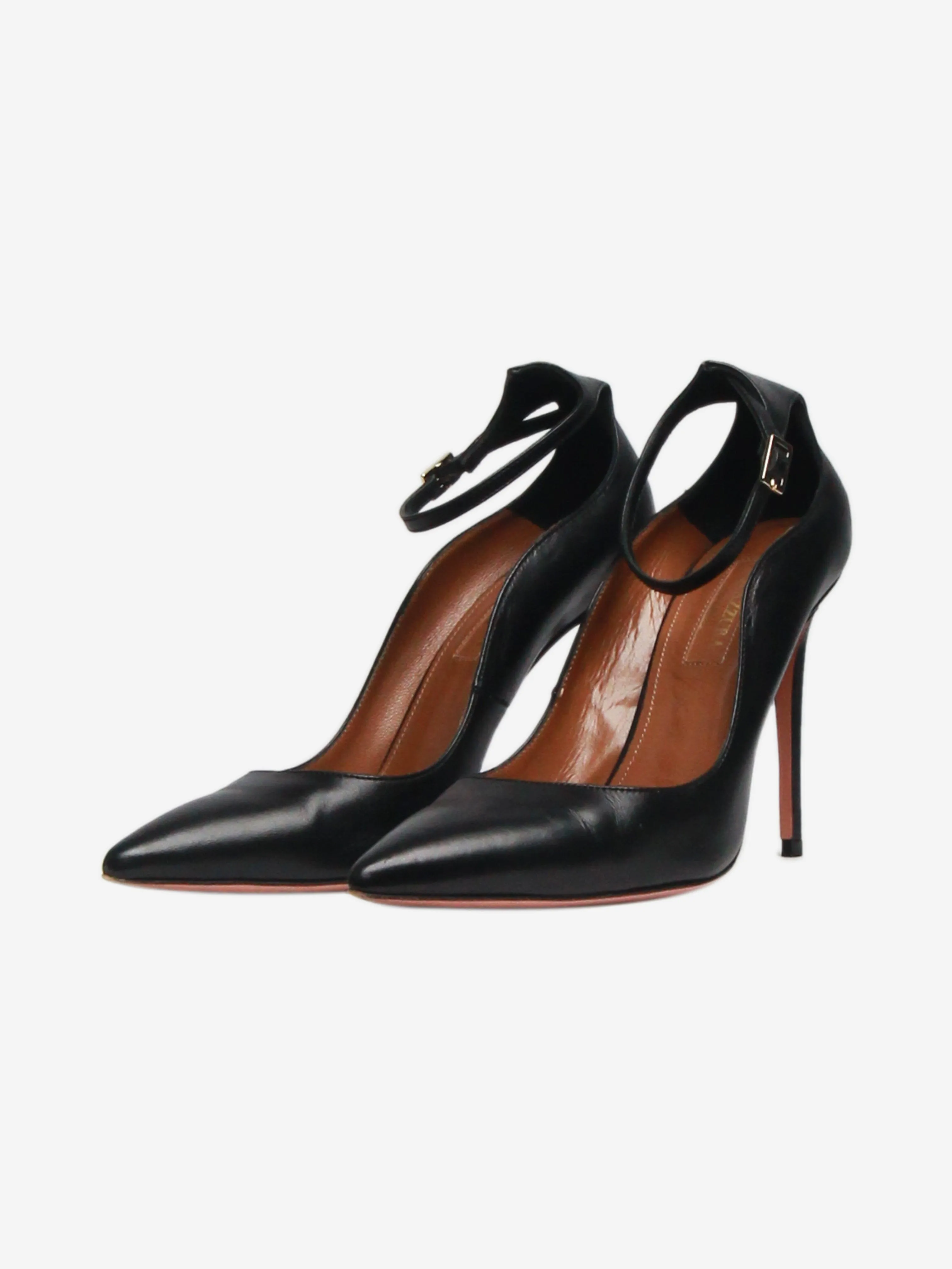 Black leather pointed-toe pumps - size EU 36