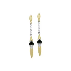 Black Magic Silver & Gold Pendant Earrings MER431