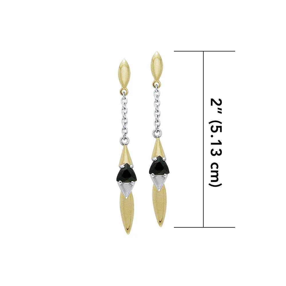 Black Magic Silver & Gold Pendant Earrings MER431