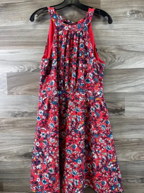 Blue & Red Dress Casual Midi Loft, Size Petite L