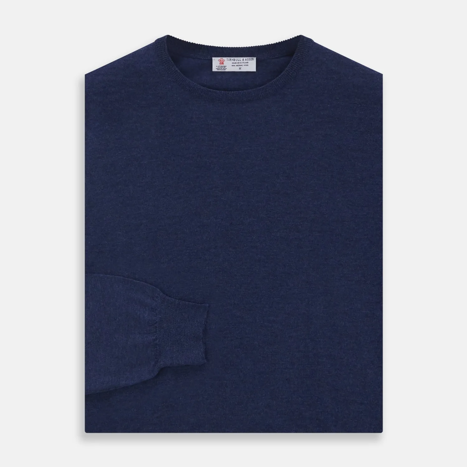 Blue Crew Neck Merino Wool Jumper