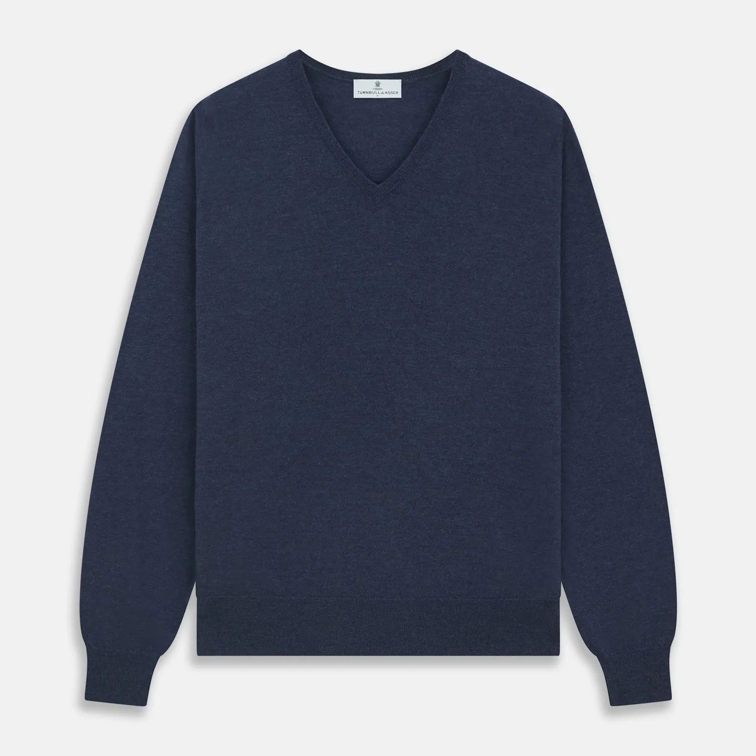 Blue V-Neck Merino Wool Jumper