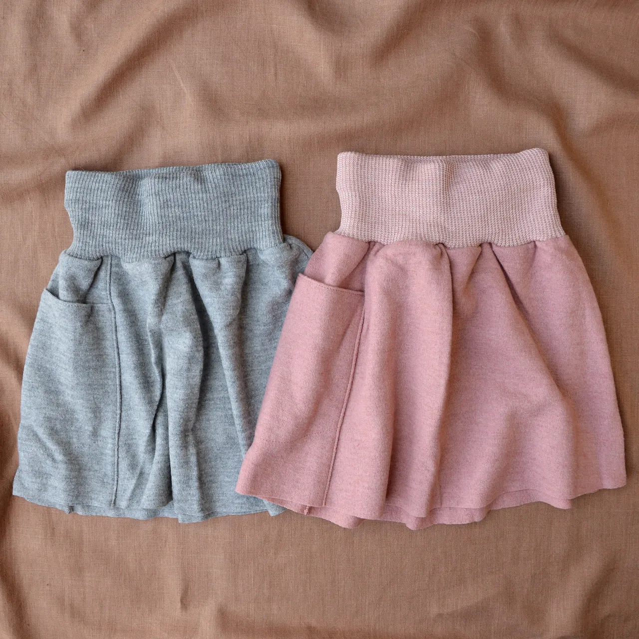 Boiled Wool Pocket Skirt - Grey (3-8y)