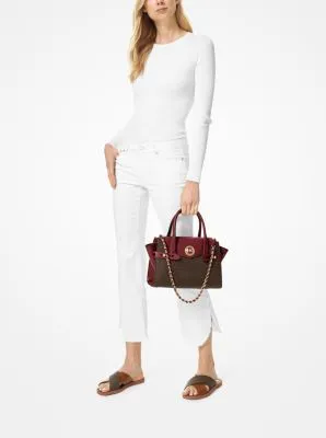 Carmen Small Logo and Leather Belted Satchel