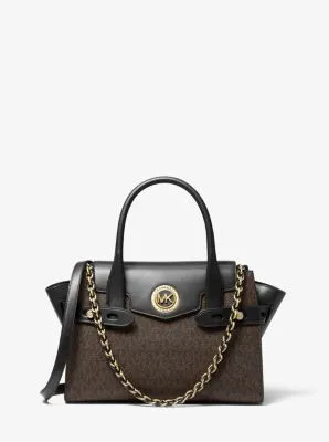 Carmen Small Logo and Leather Belted Satchel