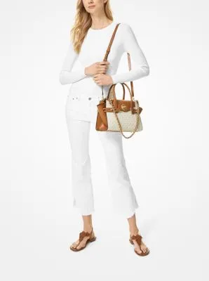 Carmen Small Logo and Leather Belted Satchel