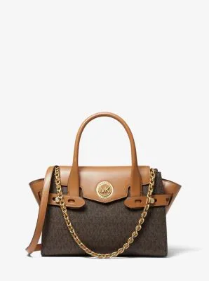 Carmen Small Logo and Leather Belted Satchel