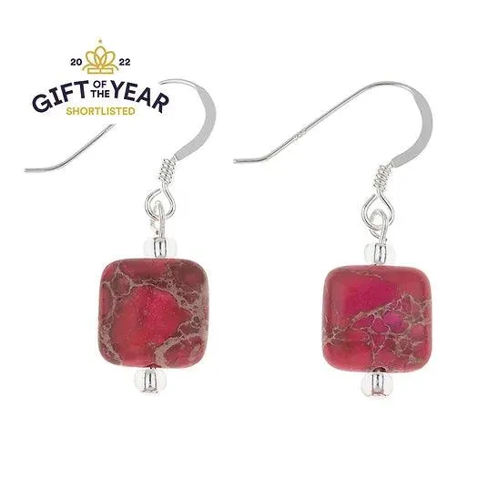 Carrie Elspeth Pink Jasper Pillows Drop Earrings