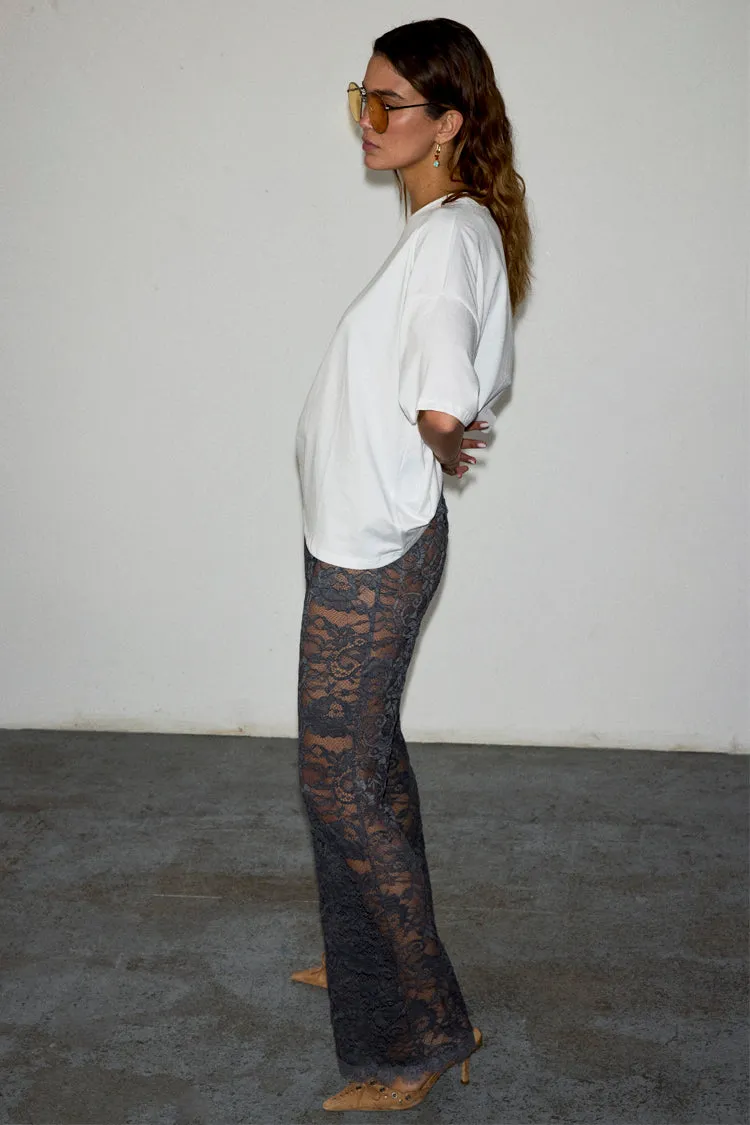 Charcoal Lace Trousers Petite