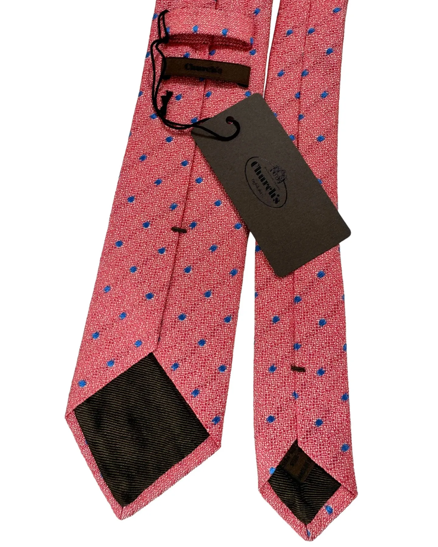 Church's Tie Hot Pink Royal Blue Dots SALE