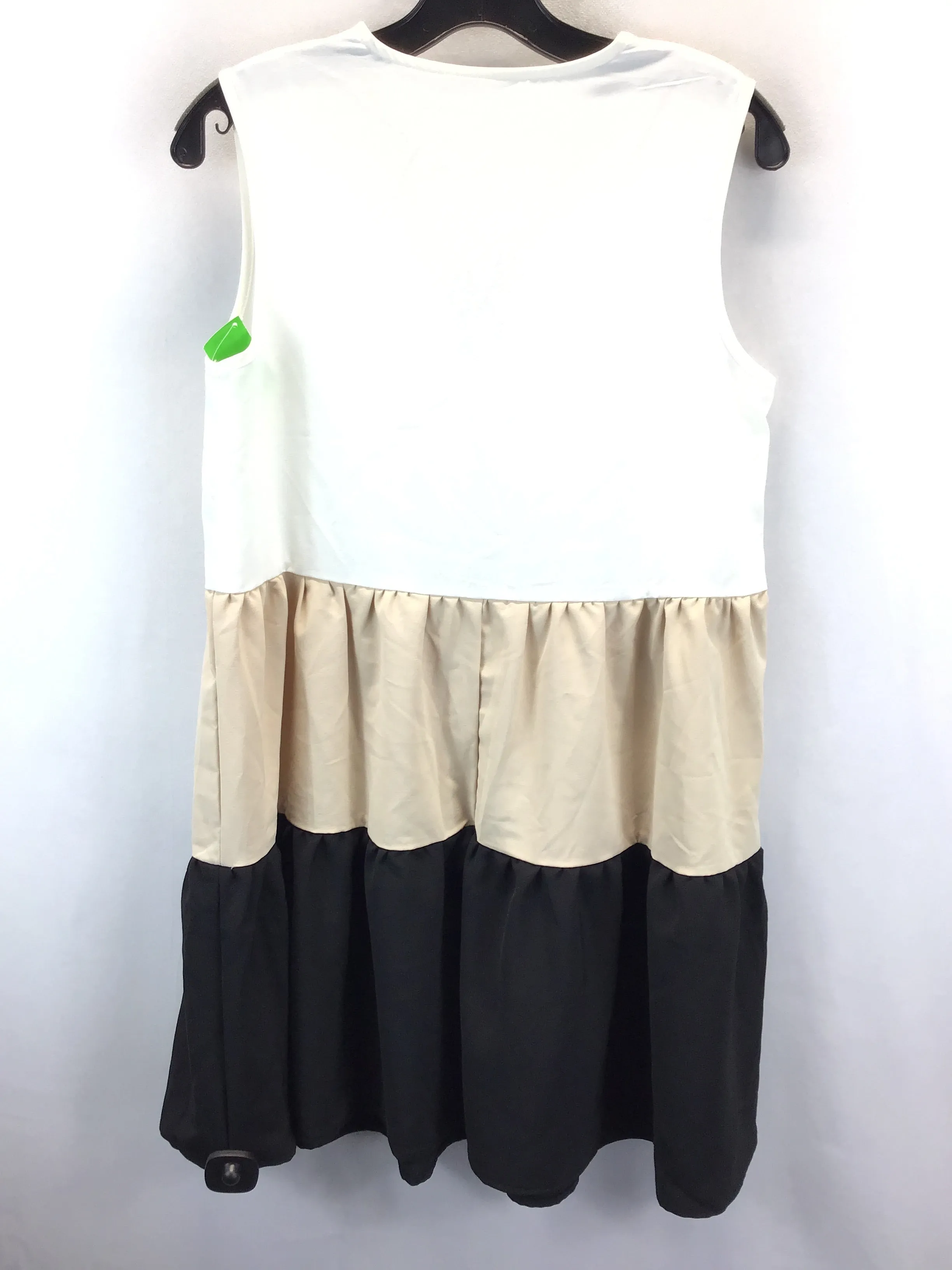 Cream & Tan Dress Casual Midi Shein, Size S