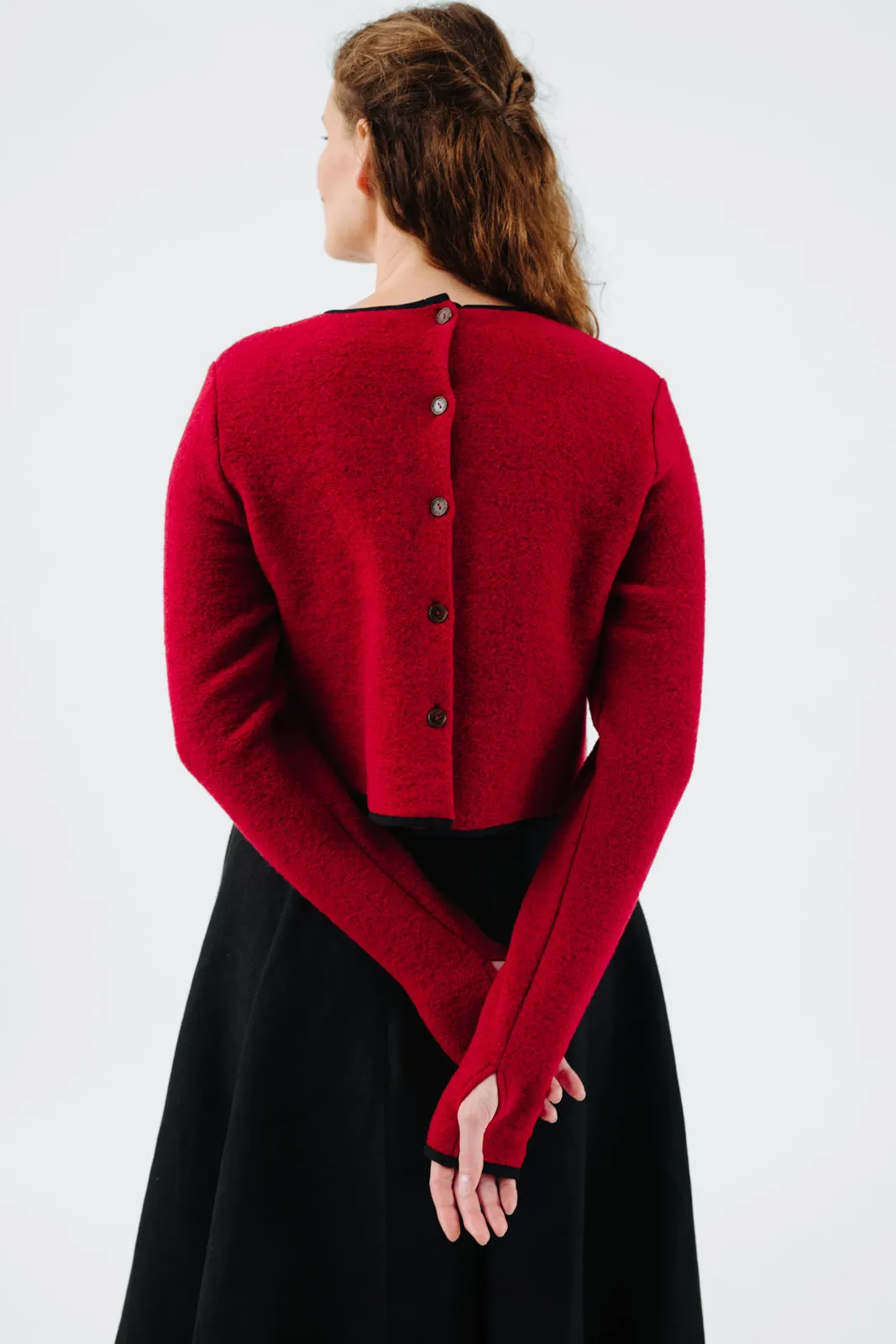 Crop Sweater, Wool, Red Poppy