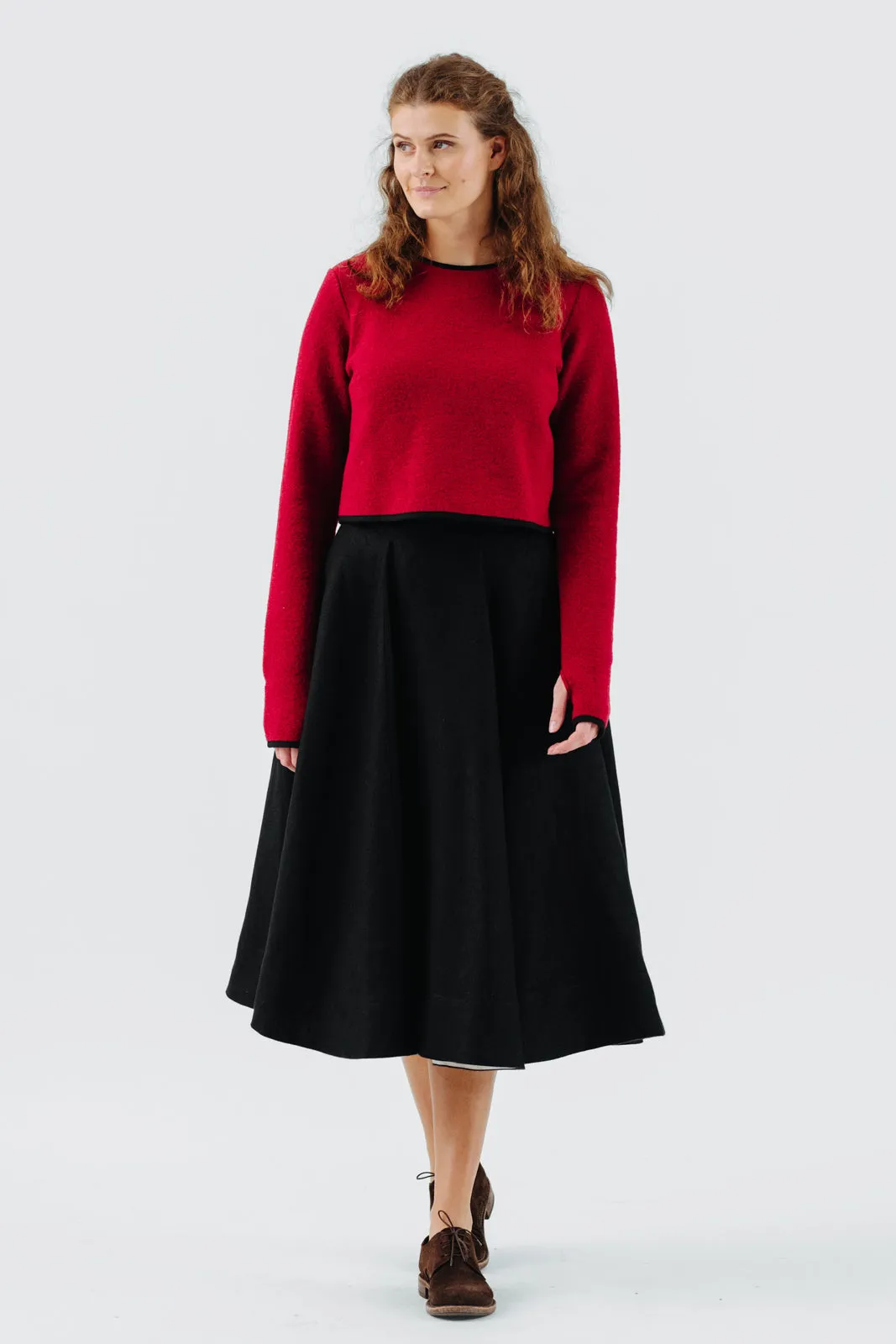 Crop Sweater, Wool, Red Poppy