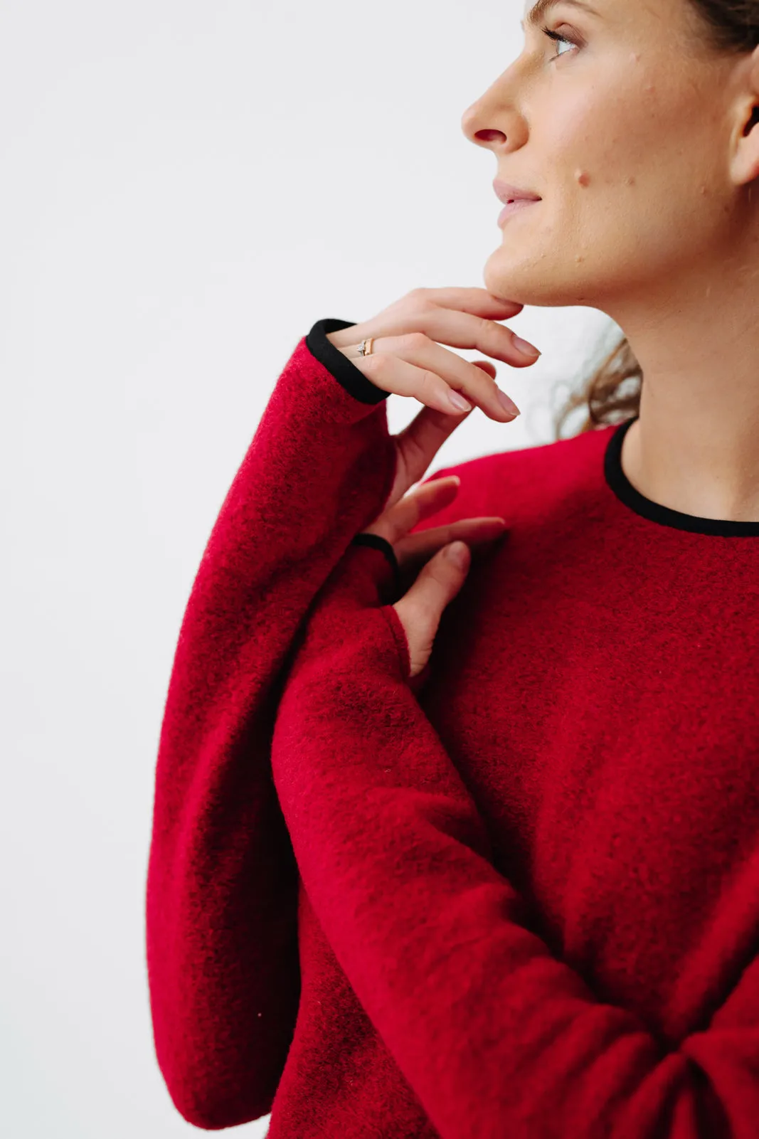 Crop Sweater, Wool, Red Poppy