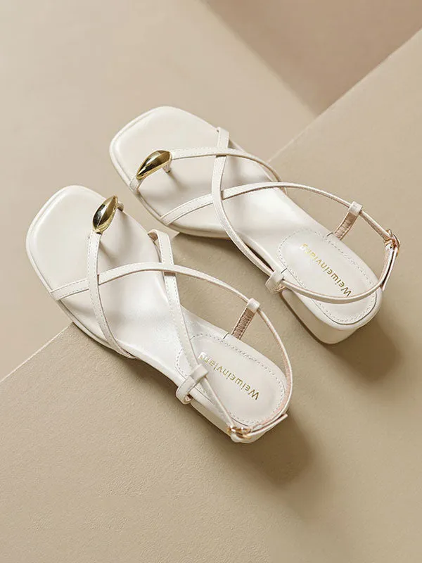 Cross Strap Clip Open Toe Sandals