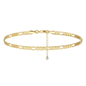 Dainty 14k Gold Adjustable Ankle Bracelets- Figaro