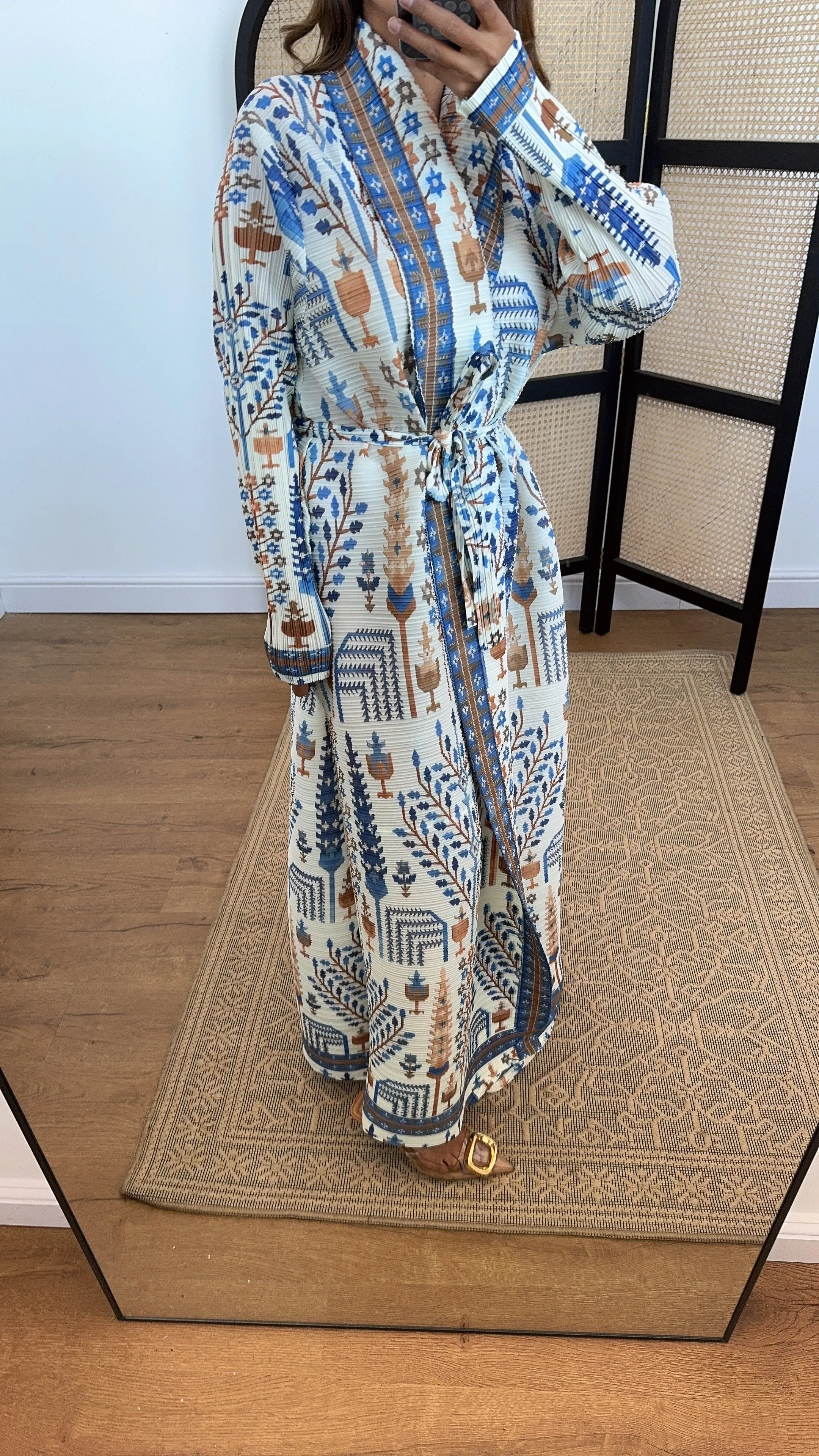 Dani printed kimono white/blue