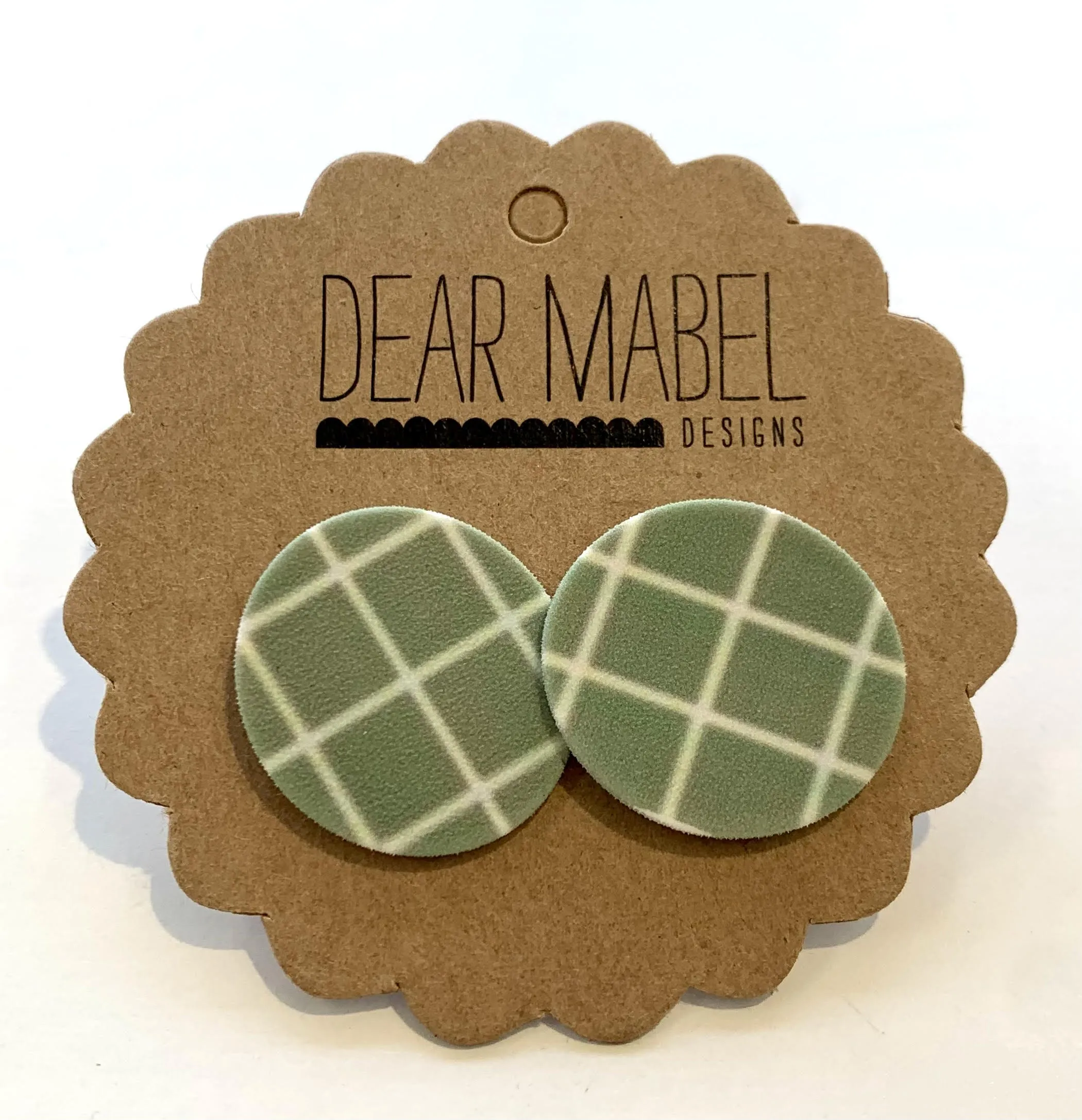 Dear Mabel Handmade - Green Check Earrings*