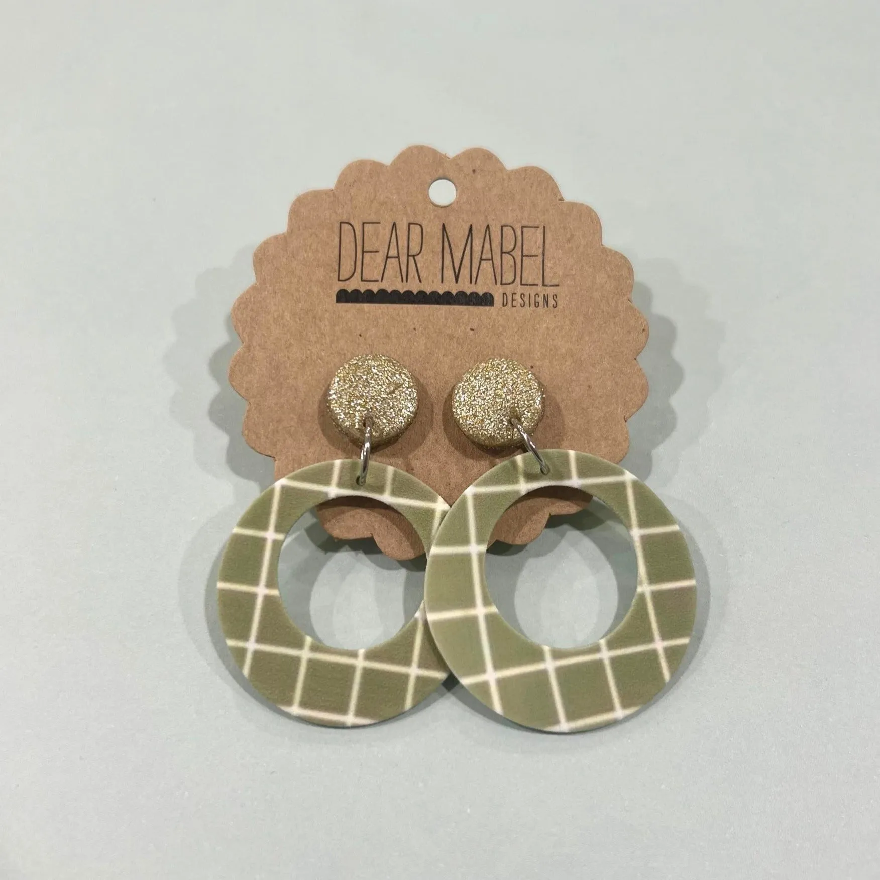 Dear Mabel Handmade - Green Check Earrings*