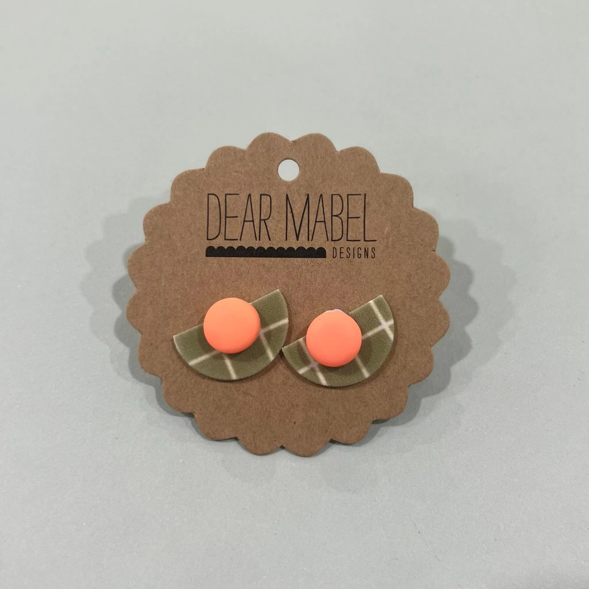 Dear Mabel Handmade - Green Check Earrings*