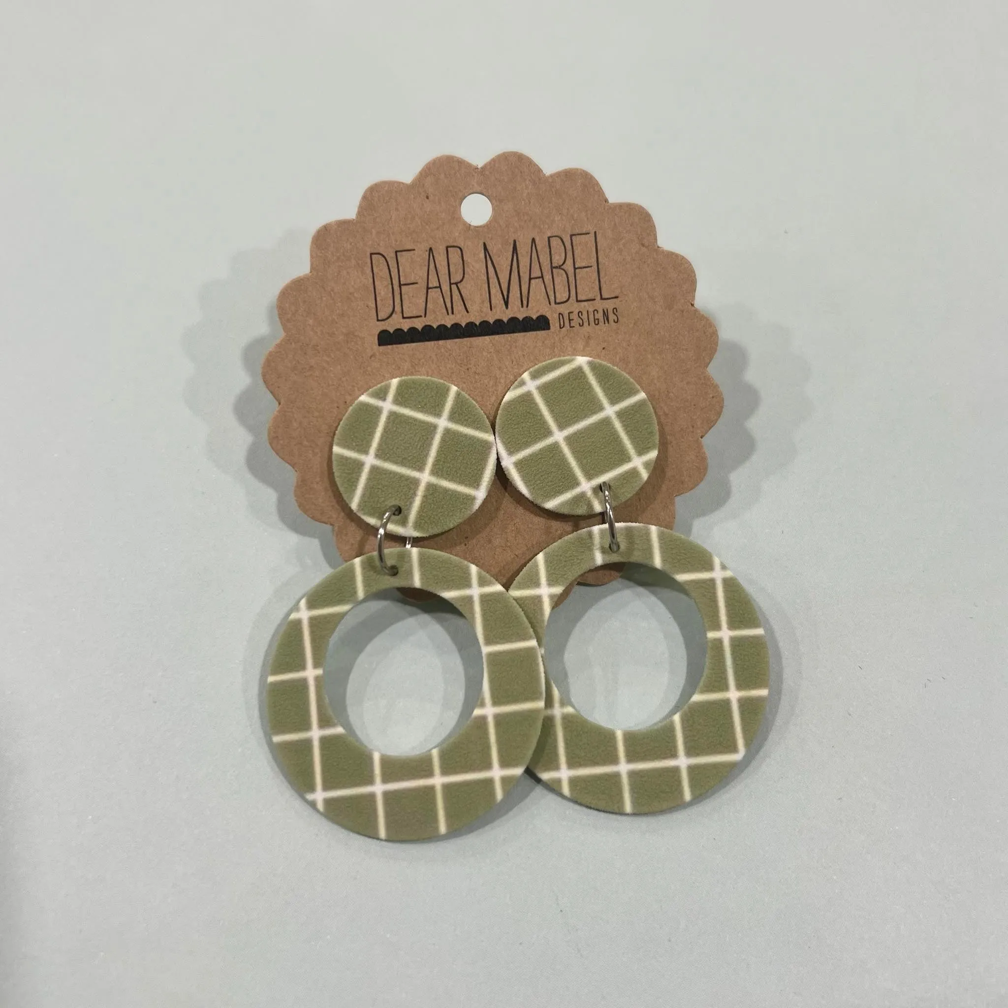 Dear Mabel Handmade - Green Check Earrings*