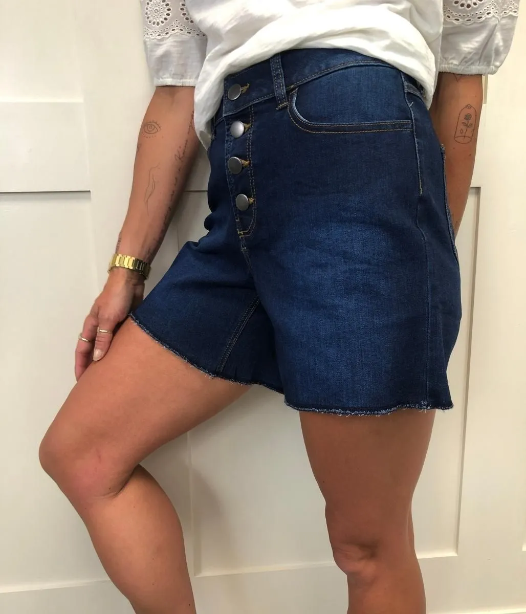 Denim Button Front Shorts