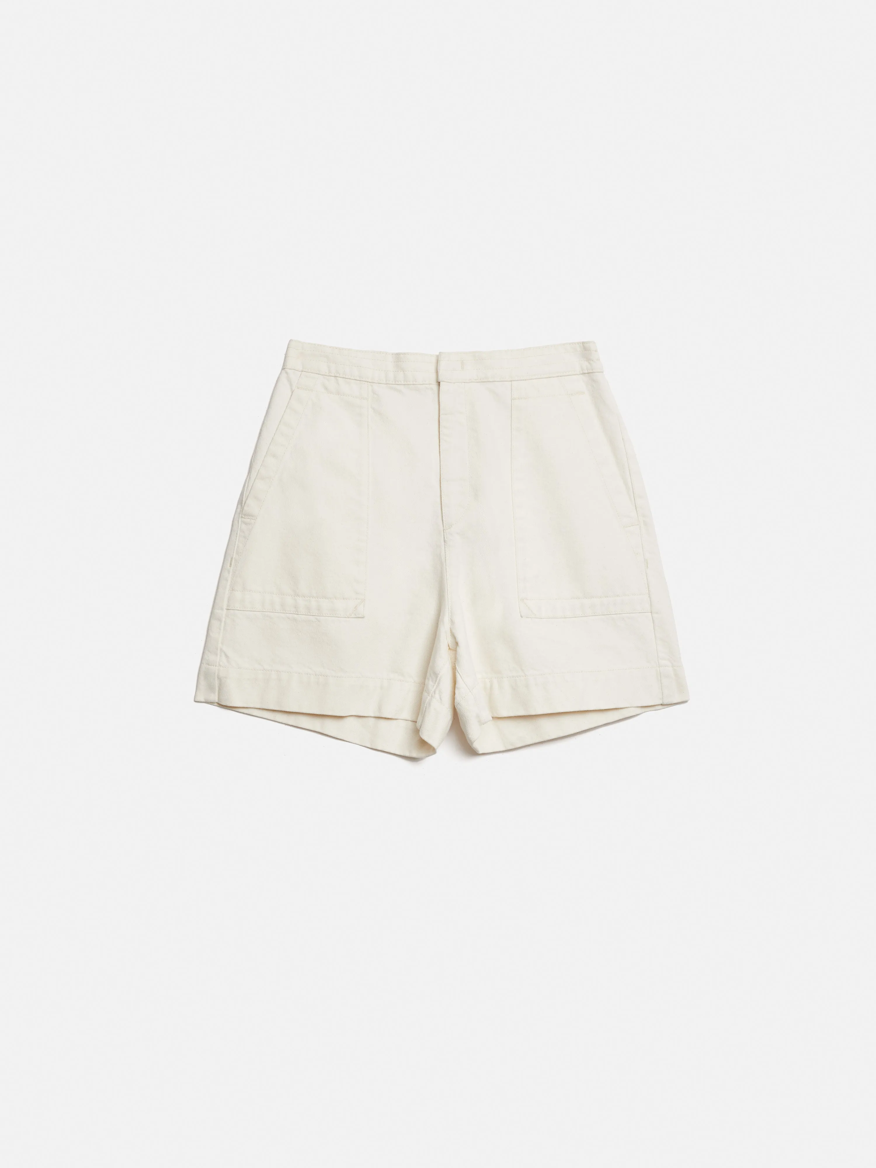 Denim Patch Pocket Shorts | Ecru