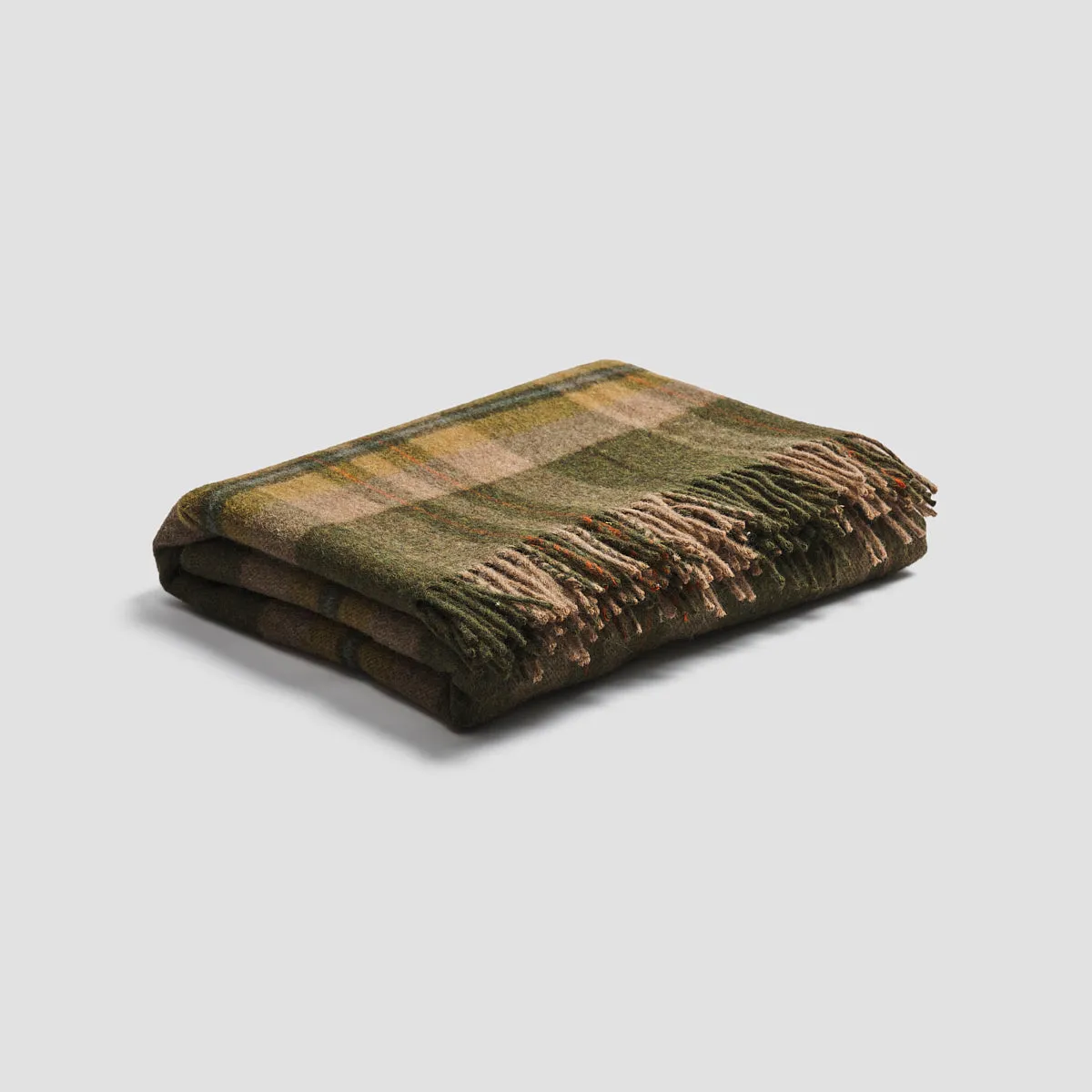 Fern Green Check Cabin Wool Blanket